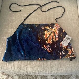 NWT Windsor Blue Sequin Crop Top